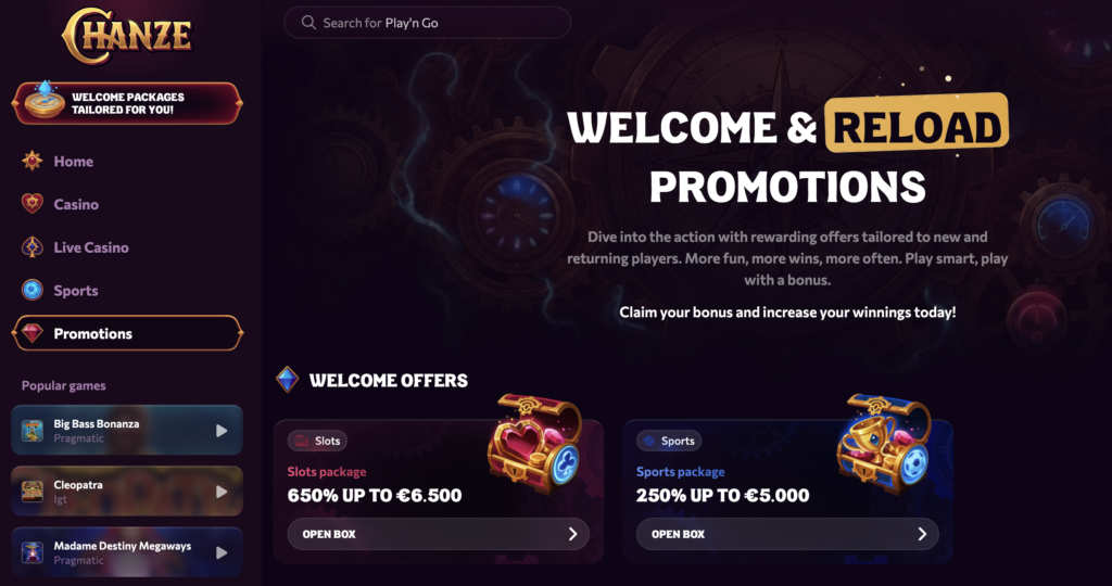 Chanze Casino - Credit Card Casino Welcome bonus