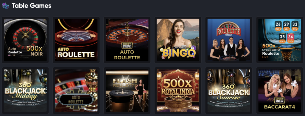 Table games at a credit card casino